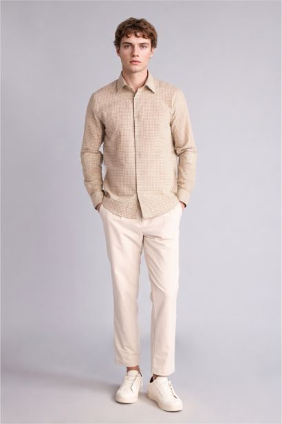 Modern Fit Checked Twill Shirt