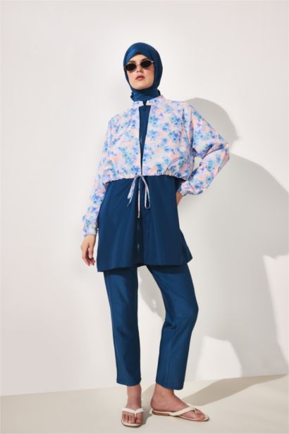 Regular Fıt Çiçekli 5'li Burkini Mayo
