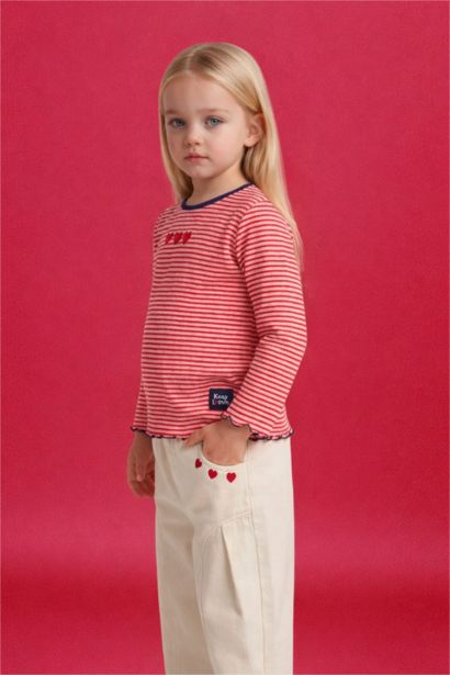 تيشيرت بناتي مخطط كم طويل للرضع