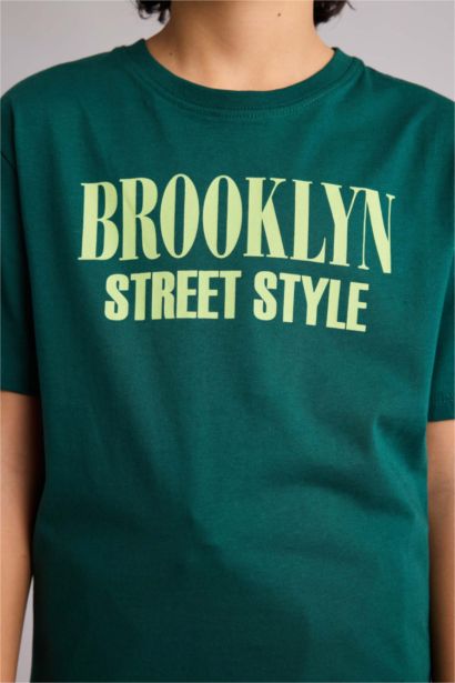 تيشيرت ولادي نص ردن مطبوع قصة عادية بياخة مستديرة