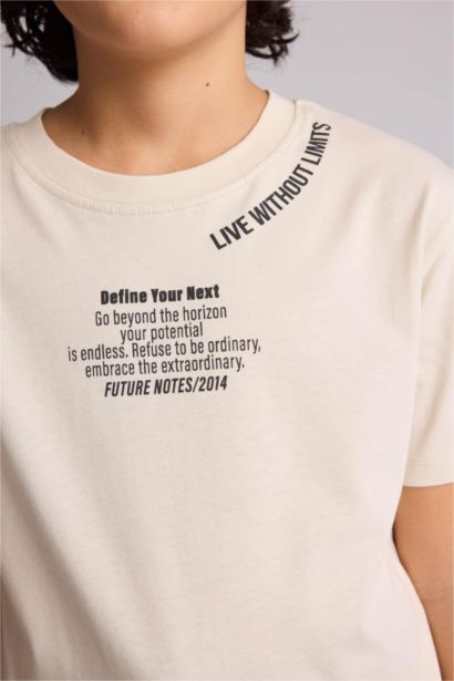 تيشيرت اولادي نص كم مطبوع قصة عادية برقبة مستديرة