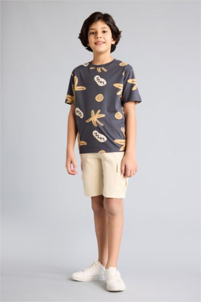 تيشيرت ولادي نص ردن فلورال قصة عادية بياخة مستديرة