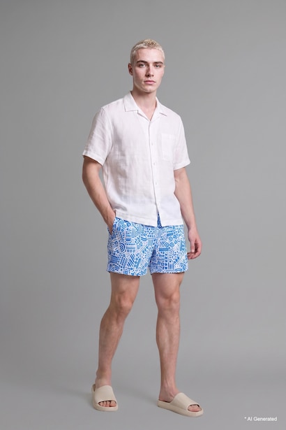 Regular Fit Printed Swim Shorts