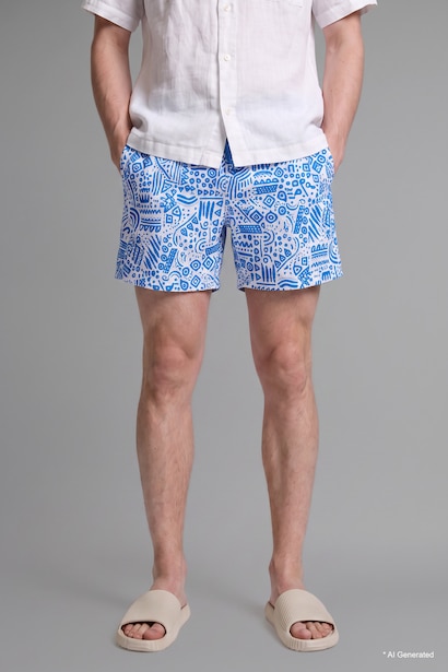 Regular Fit Printed Swim Shorts