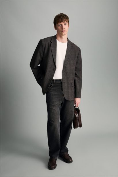 Regular Fıt Astarlı Blazer Ceket