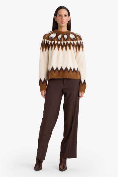 بلوز تريكو اوفر سايز بياخة مستديرة