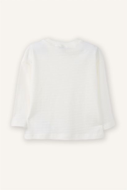 تيشيرت أولادي كم طويل وياقة دائرية للرضع