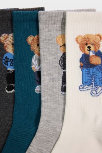 Erkek Ayıcıklı 5'li Pamuklu Uzun Çorap