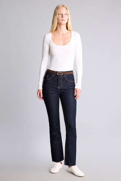Crop Flare Fit Orta Bel Jean