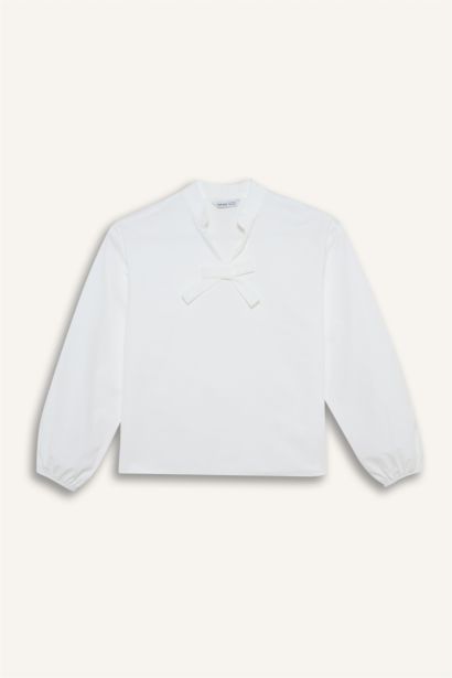 Girl Regular Fit Poplin Long Sleeve Blouse