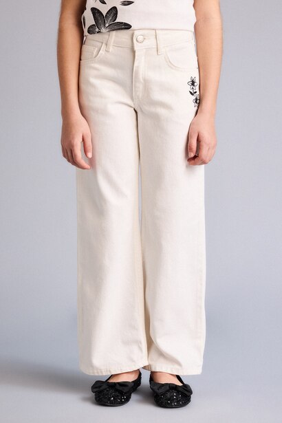Girl Wide Leg Gabardine Trousers
