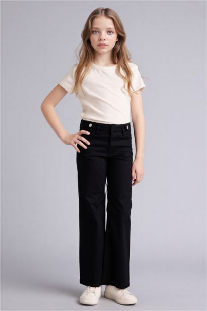 İspanyol Paça Gabardin Pantolon Kız Çocuk