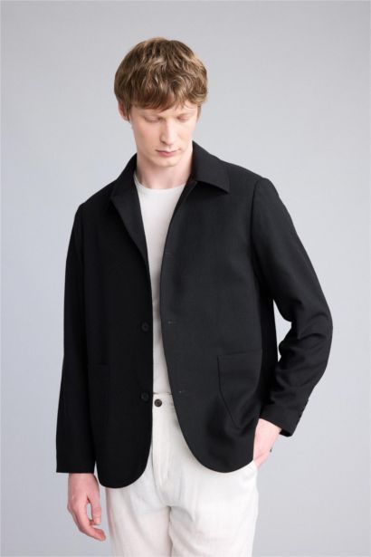 Блейзер Regular Fit на полуподкладке с воротником поло