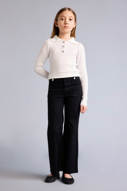 Girl Regular Fit V-Neck Pullover