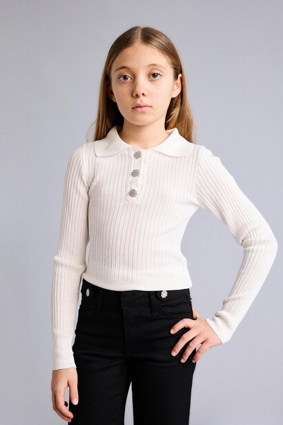 Girl Regular Fit V-Neck Pullover