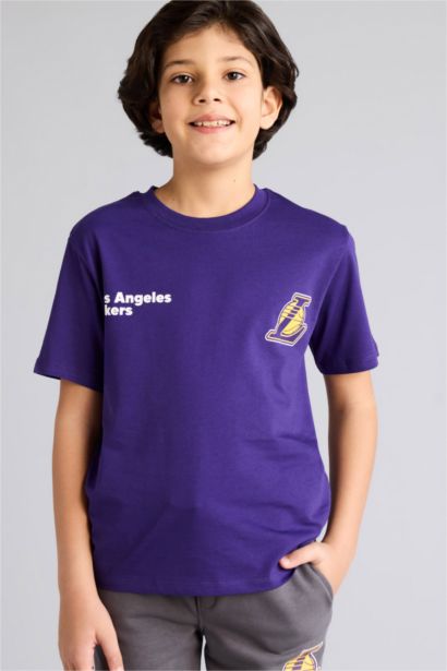 NBA Los Angeles Lakers New Regular Fıt Bisiklet Yaka Kısa Kollu Tişört Erkek Çocuk