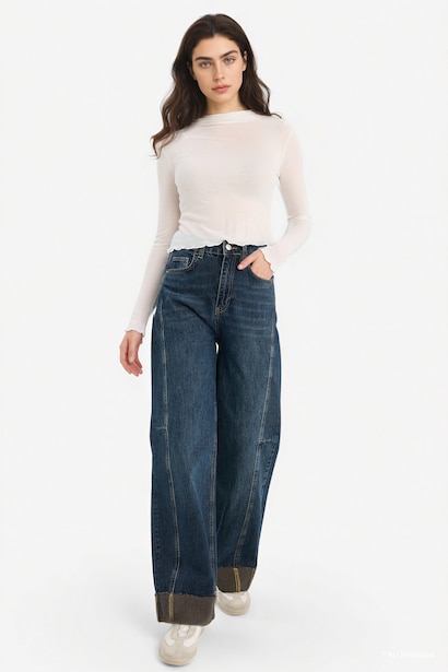 Barrel Fit Yüksek Bel Jean