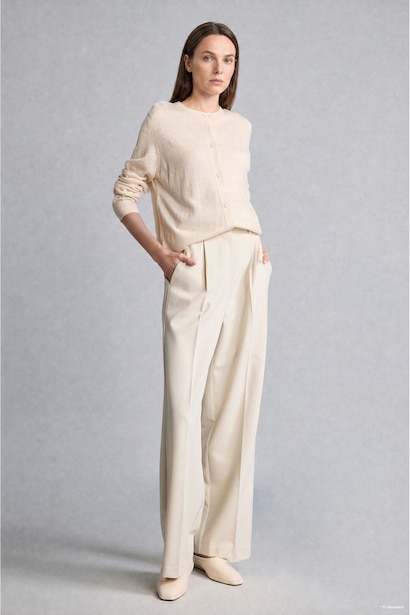 Cardigan en maille à col rond Coupe régulière
