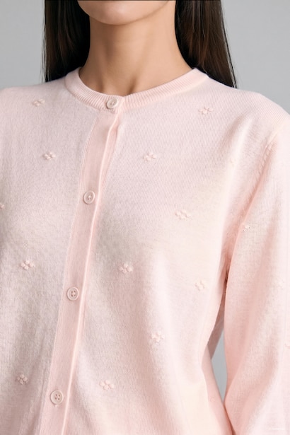 Cardigan en maille à col rond Coupe régulière