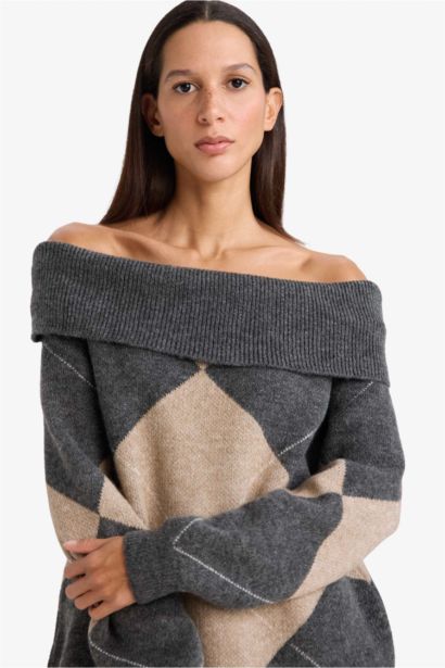 Oversize Fit Strapless Knitwear Pullover