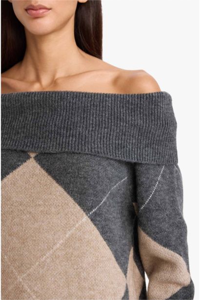 Oversize Fit Strapless Knitwear Pullover