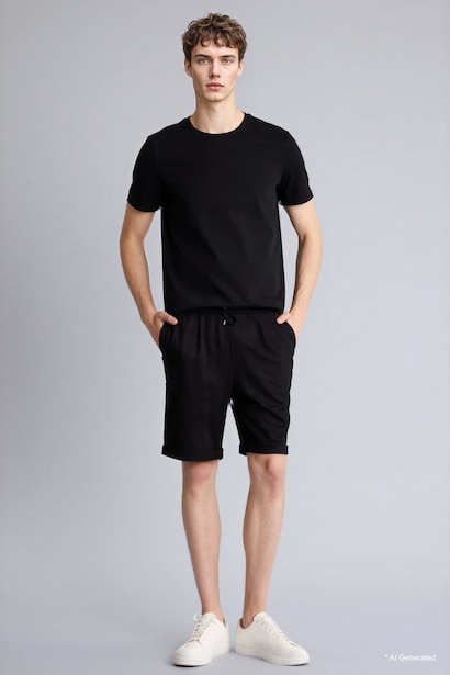 T-shirt slim à col rond manches courtes
