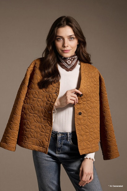Blazer à col en V Coupe régulière
