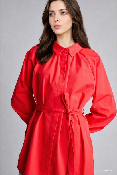 Relax Fit Poplin Long Sleeve Tunic