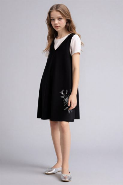 سيت بناتي فستان وتيشيرت بقصة A - قطعتين