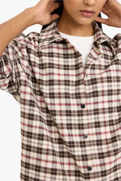 قميص كاروهات كم طويل اوفر سايز