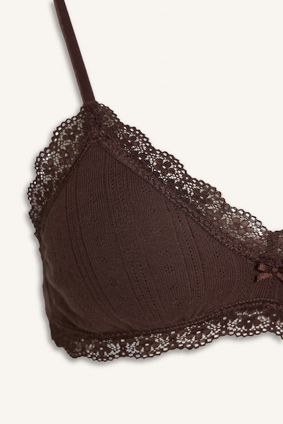 Dantel Detaylı Çıkarılabilir Kap Çıkarılabilir Pedli Balensiz Bralet