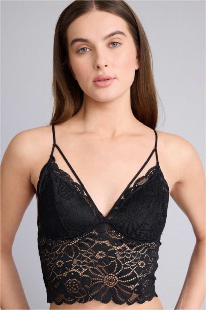 Lace Detailed Padded Wire Free Bralette