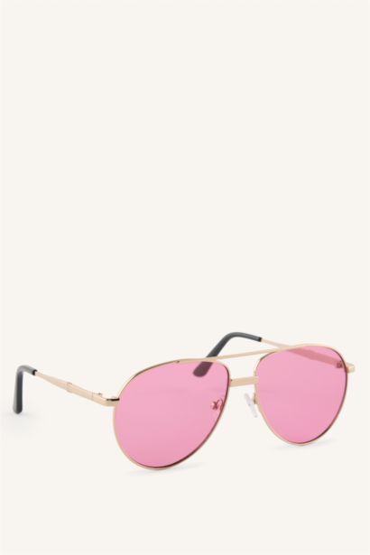 Woman Oval Metal Sunglasses