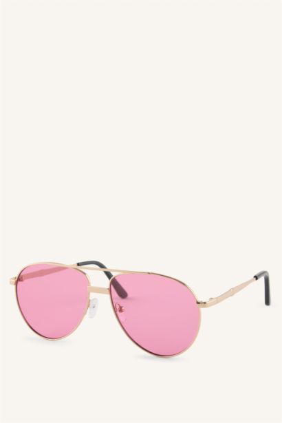Woman Oval Metal Sunglasses