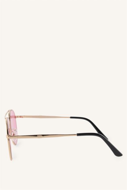 Woman Oval Metal Sunglasses