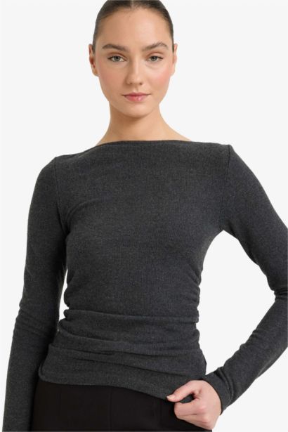 Slim Fit Half Turtleneck Long Sleeve T-Shirt