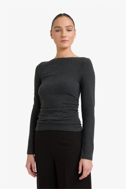 Slim Fit Half Turtleneck Long Sleeve T-Shirt