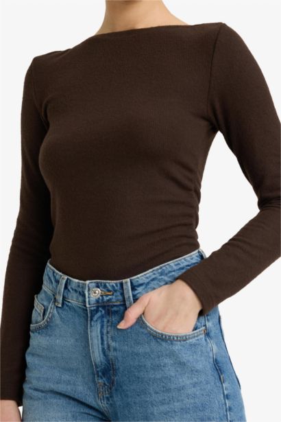 Slim Fit Half Turtleneck Long Sleeve T-Shirt