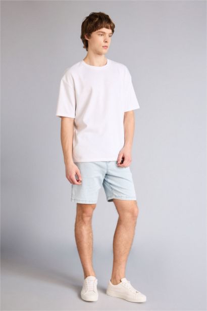 Жұмсақ фактуралы джинс бермуд