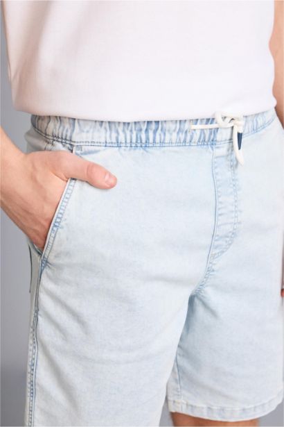 Жұмсақ фактуралы джинс бермуд