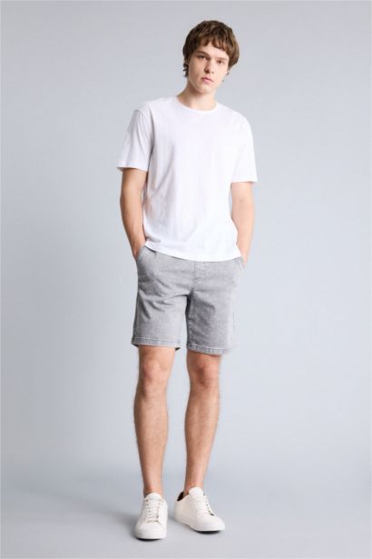 Жұмсақ фактуралы джинс бермуд