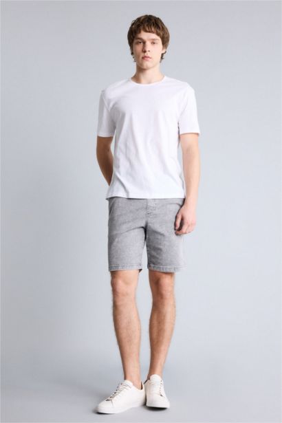 Жұмсақ фактуралы джинс бермуд