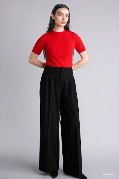 High Waist Wide Leg Trousers