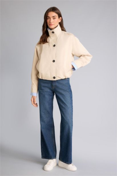 Regular Fit Stand Collar Waterproof Jacket