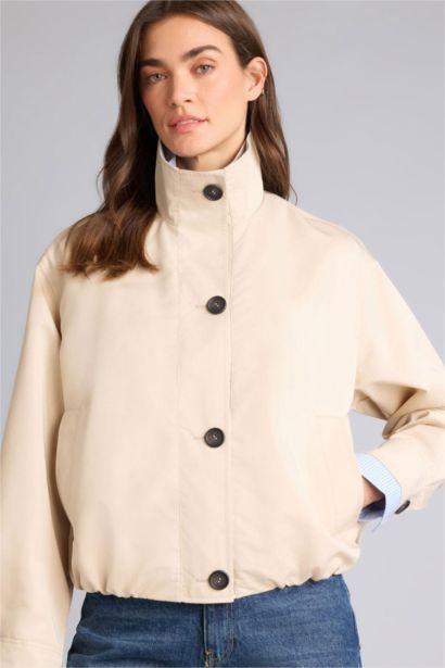 Regular Fit Stand Collar Waterproof Jacket