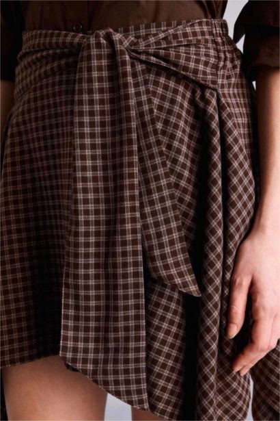 Asymmetric Plaid Flanel Normal Waist Midi Skirt
