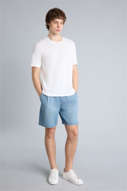 Жұмсақ фактуралы Baggy Fit джинс бермуд