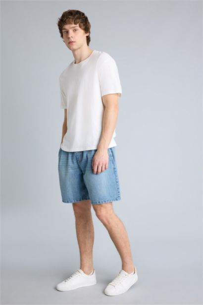 Жұмсақ фактуралы Baggy Fit джинс бермуд