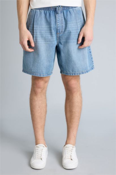 Жұмсақ фактуралы Baggy Fit джинс бермуд