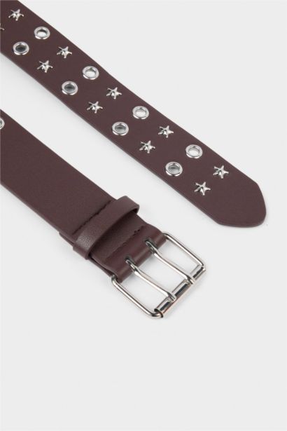 Kadın Dikdörtgen Toka Suni Deri Günlük Kemer